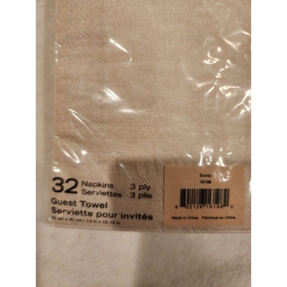Punch Studio Tan Burlap 32 Guest Towel Paper Napkins New - Picture 4 of 5